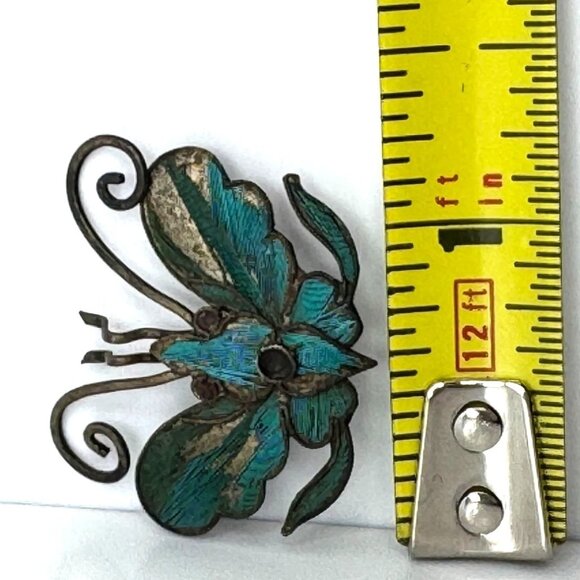 Vtg Kingfisher Blue Feather Butterfly Pin Brooch Hair Comb Piece Decor #126 - Picture 4 of 5
